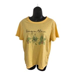 Yellow plants and herb "hang in there" graphic print tshirt size small brand new